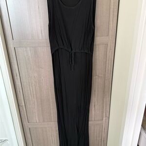Latched Mama Black Sleeveless Drawstring Waist Maxi Dress